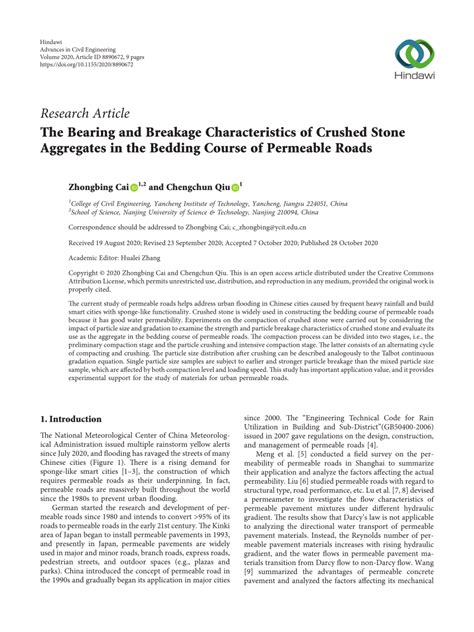 The Bearing and Breakage Characteristics of Crushed Stone 